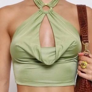 Tiger Mist - Green halter top